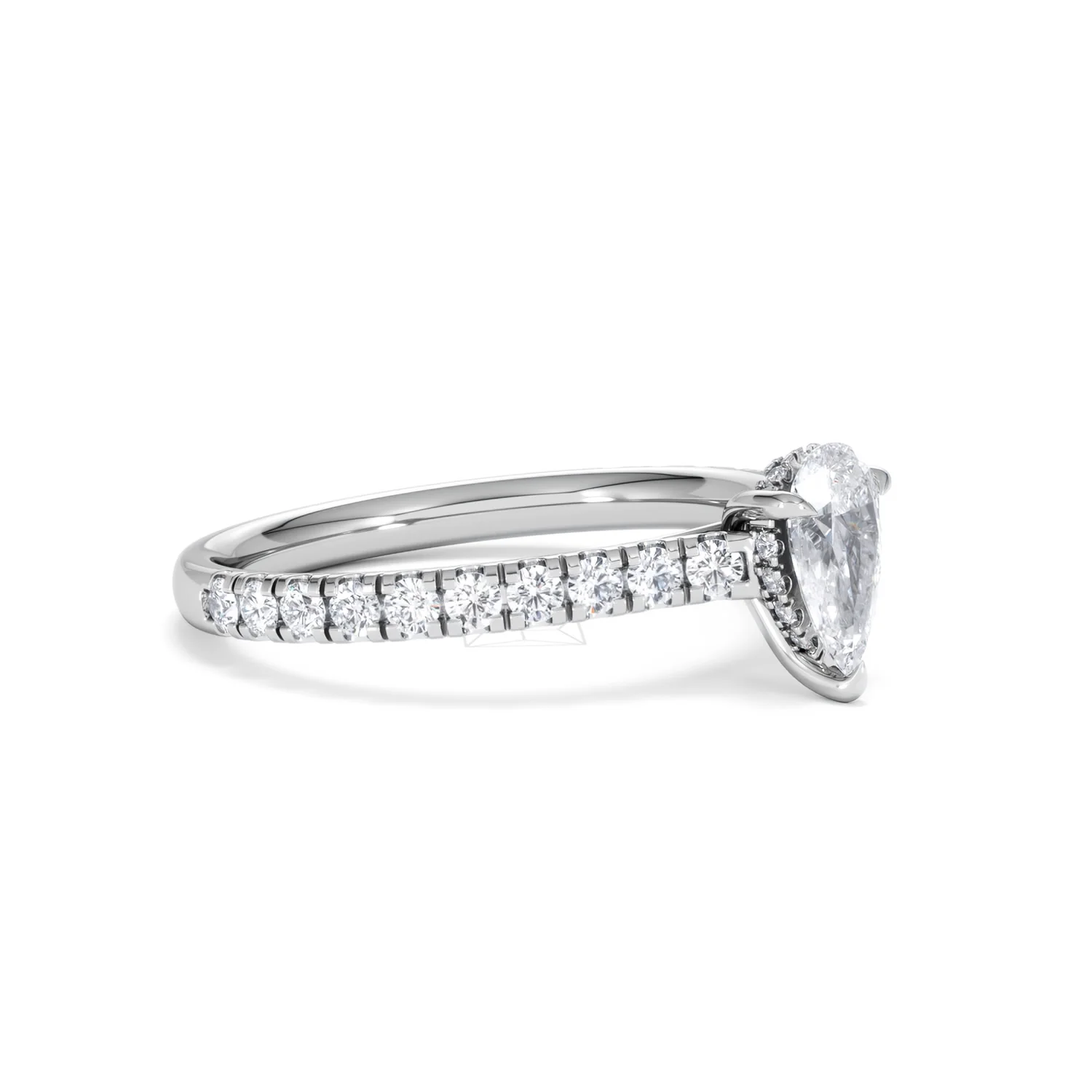 Amora Pear 0.97ct Hidden Halo Lab Diamond Engagement Ring With Side Stones Set in 18K Platinum - Image 19