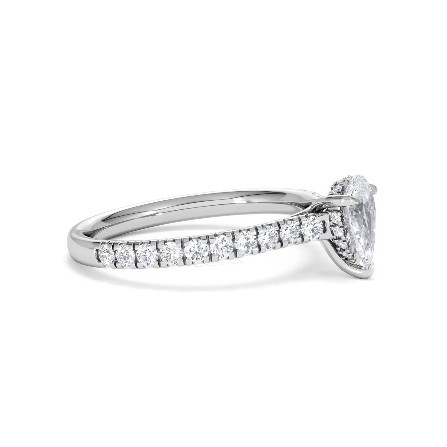 Amora Pear 0.97ct Hidden Halo Lab Diamond Engagement Ring With Side Stones Set in 18K Platinum - Image 22