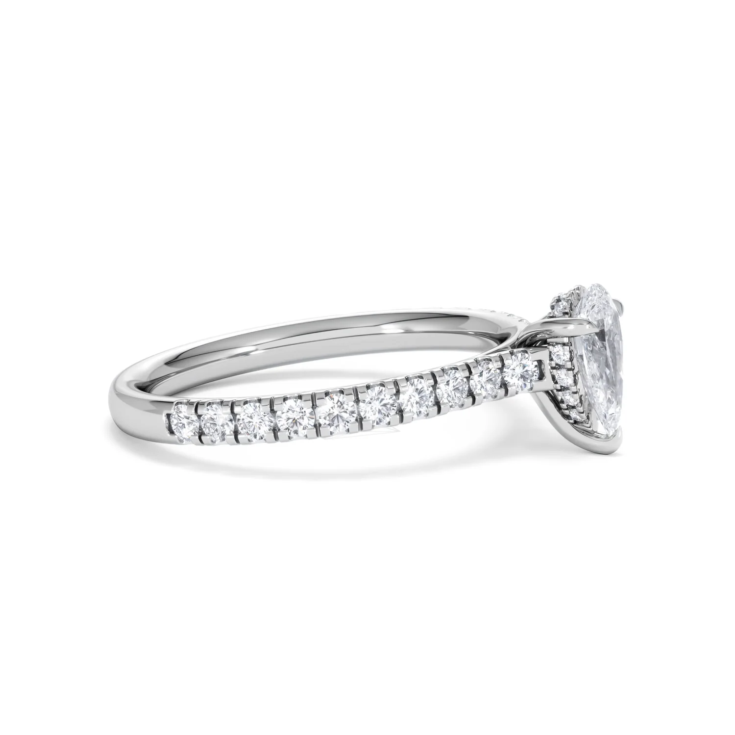 Amora Pear 0.97ct Hidden Halo Lab Diamond Engagement Ring With Side Stones Set in 18K Platinum - Image 23