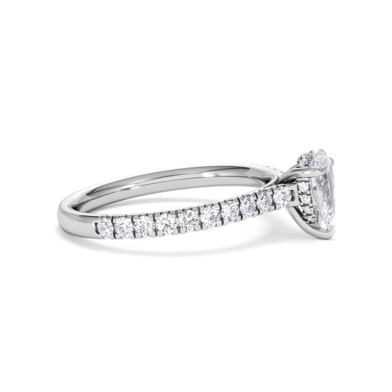 Amora Pear 0.97ct Hidden Halo Lab Diamond Engagement Ring With Side Stones Set in 18K Platinum - Image 24
