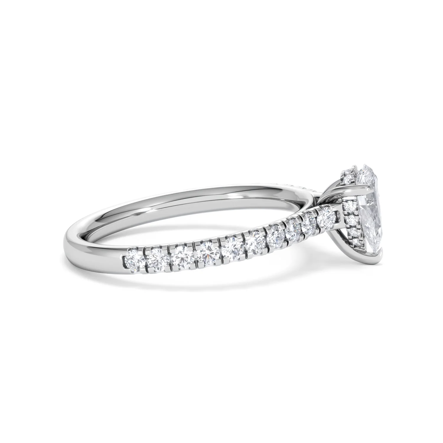 Amora Pear 0.97ct Hidden Halo Lab Diamond Engagement Ring With Side Stones Set in 18K Platinum - Image 26