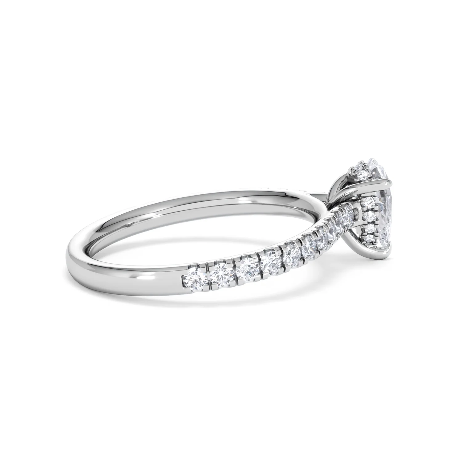 Amora Pear 0.97ct Hidden Halo Lab Diamond Engagement Ring With Side Stones Set in 18K Platinum - Image 31