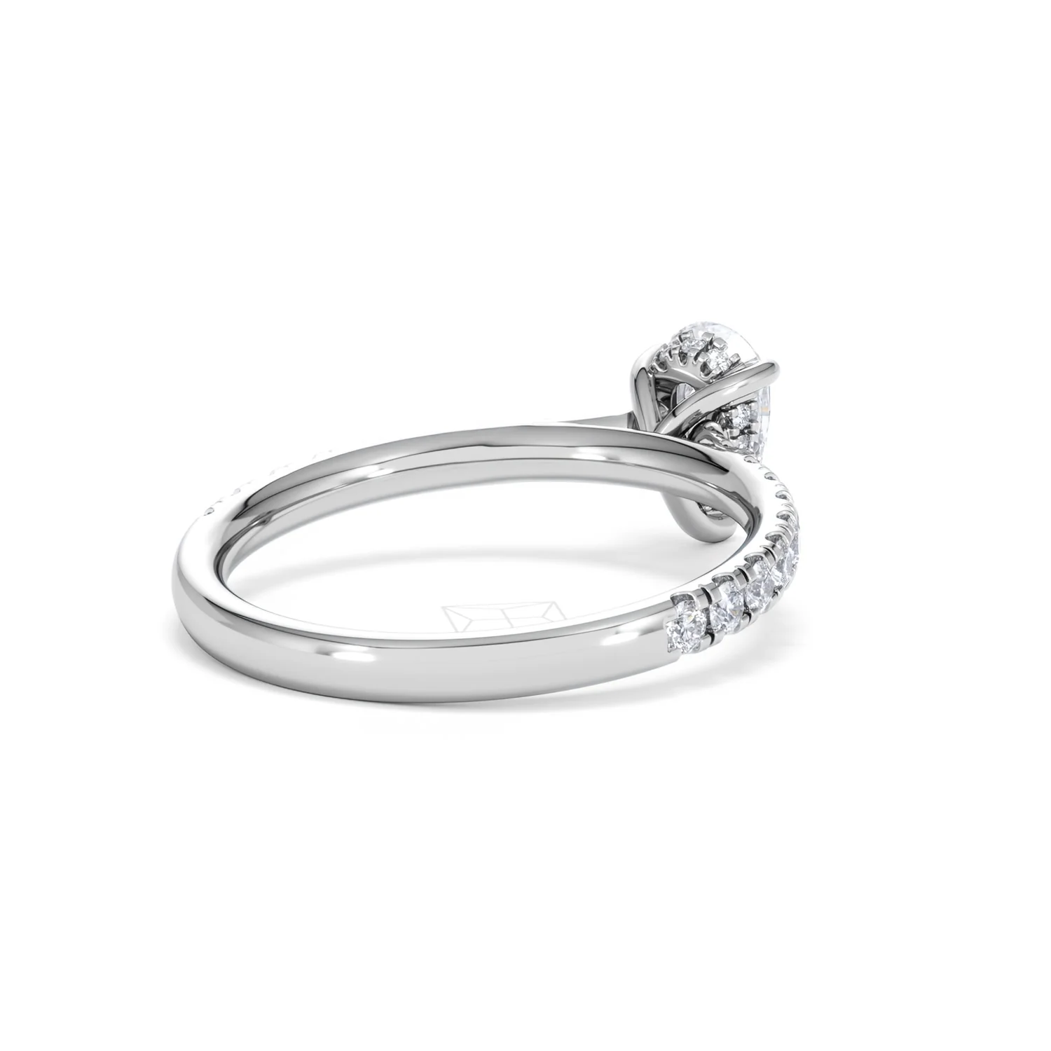 Amora Pear 0.97ct Hidden Halo Lab Diamond Engagement Ring With Side Stones Set in 18K Platinum - Image 40