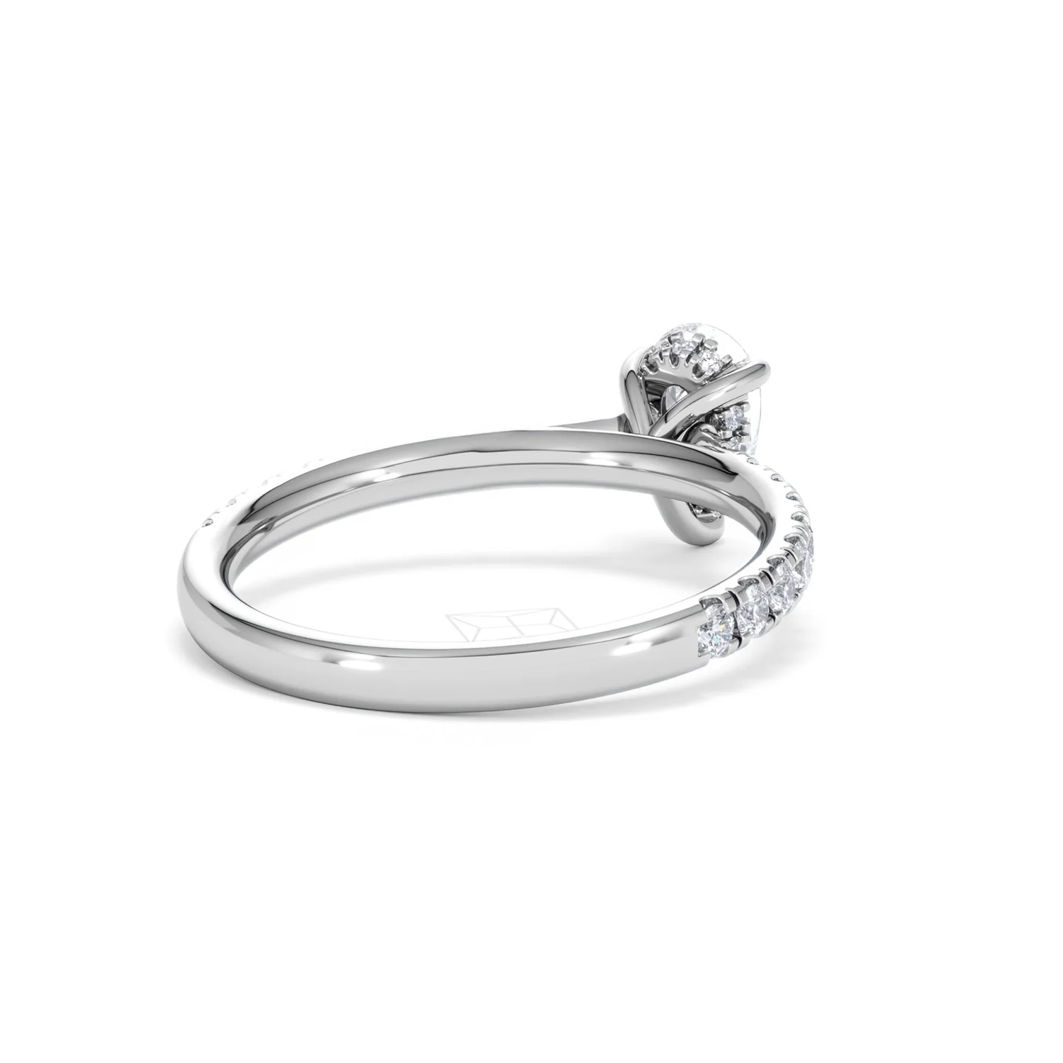 Amora Pear 0.97ct Hidden Halo Lab Diamond Engagement Ring With Side Stones Set in 18K Platinum - Image 41