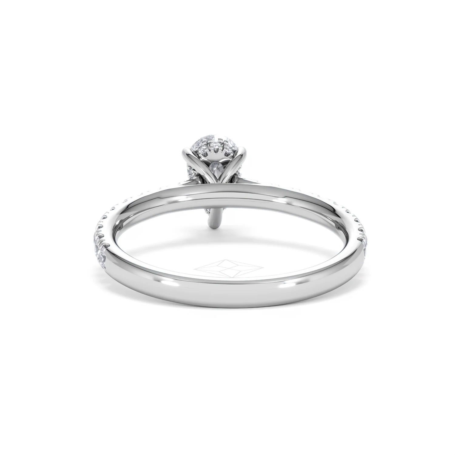 Amora Pear 0.97ct Hidden Halo Lab Diamond Engagement Ring With Side Stones Set in 18K Platinum - Image 49