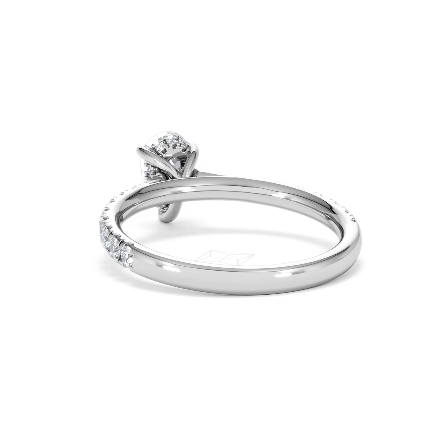 Amora Pear 0.97ct Hidden Halo Lab Diamond Engagement Ring With Side Stones Set in 18K Platinum - Image 53