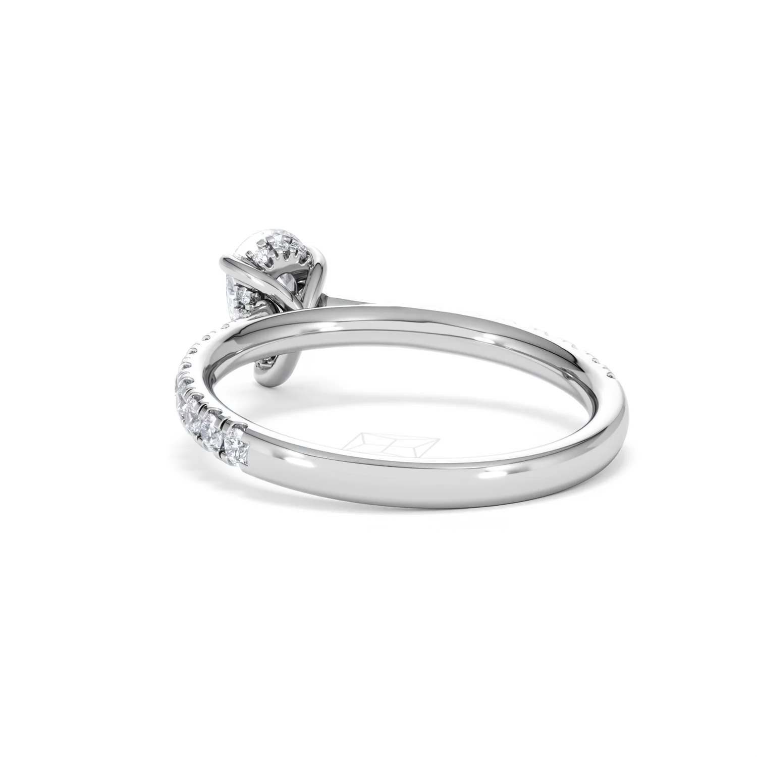 Amora Pear 0.97ct Hidden Halo Lab Diamond Engagement Ring With Side Stones Set in 18K Platinum - Image 54