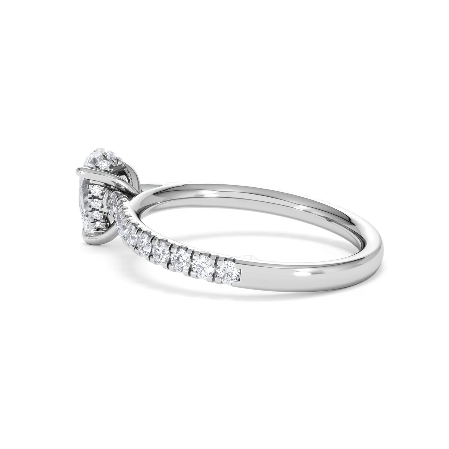 Amora Pear 0.97ct Hidden Halo Lab Diamond Engagement Ring With Side Stones Set in 18K Platinum - Image 62