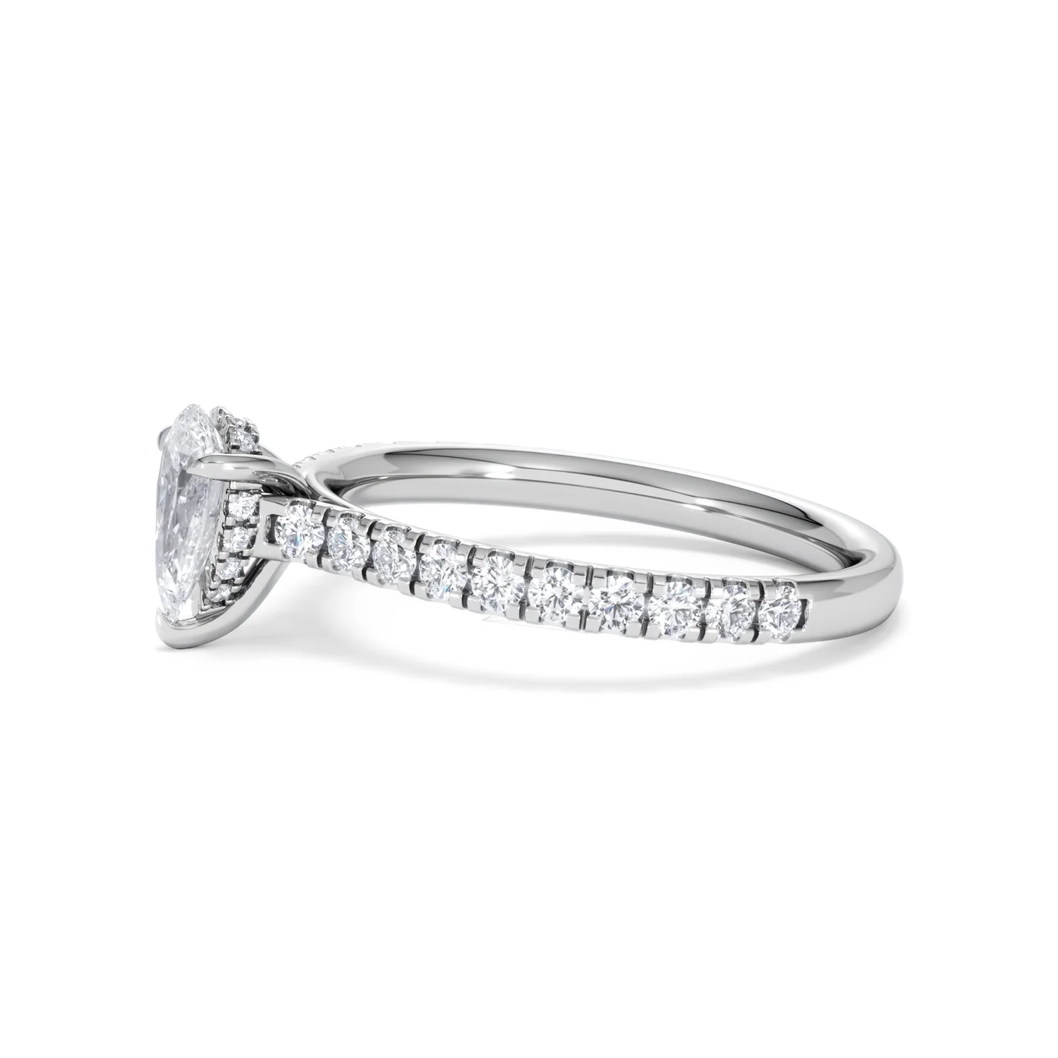 Amora Pear 0.97ct Hidden Halo Lab Diamond Engagement Ring With Side Stones Set in 18K Platinum - Image 72