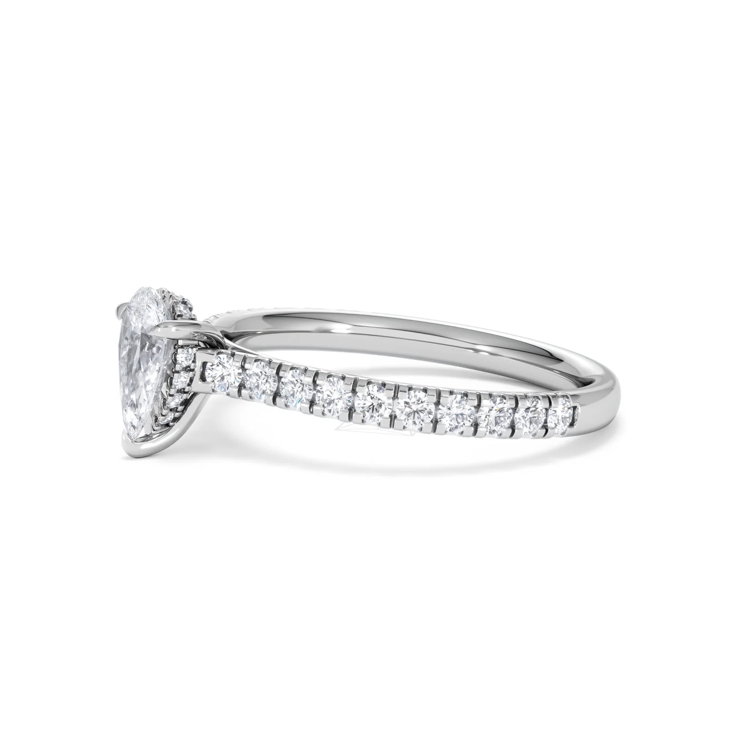 Amora Pear 0.97ct Hidden Halo Lab Diamond Engagement Ring With Side Stones Set in 18K Platinum - Image 74