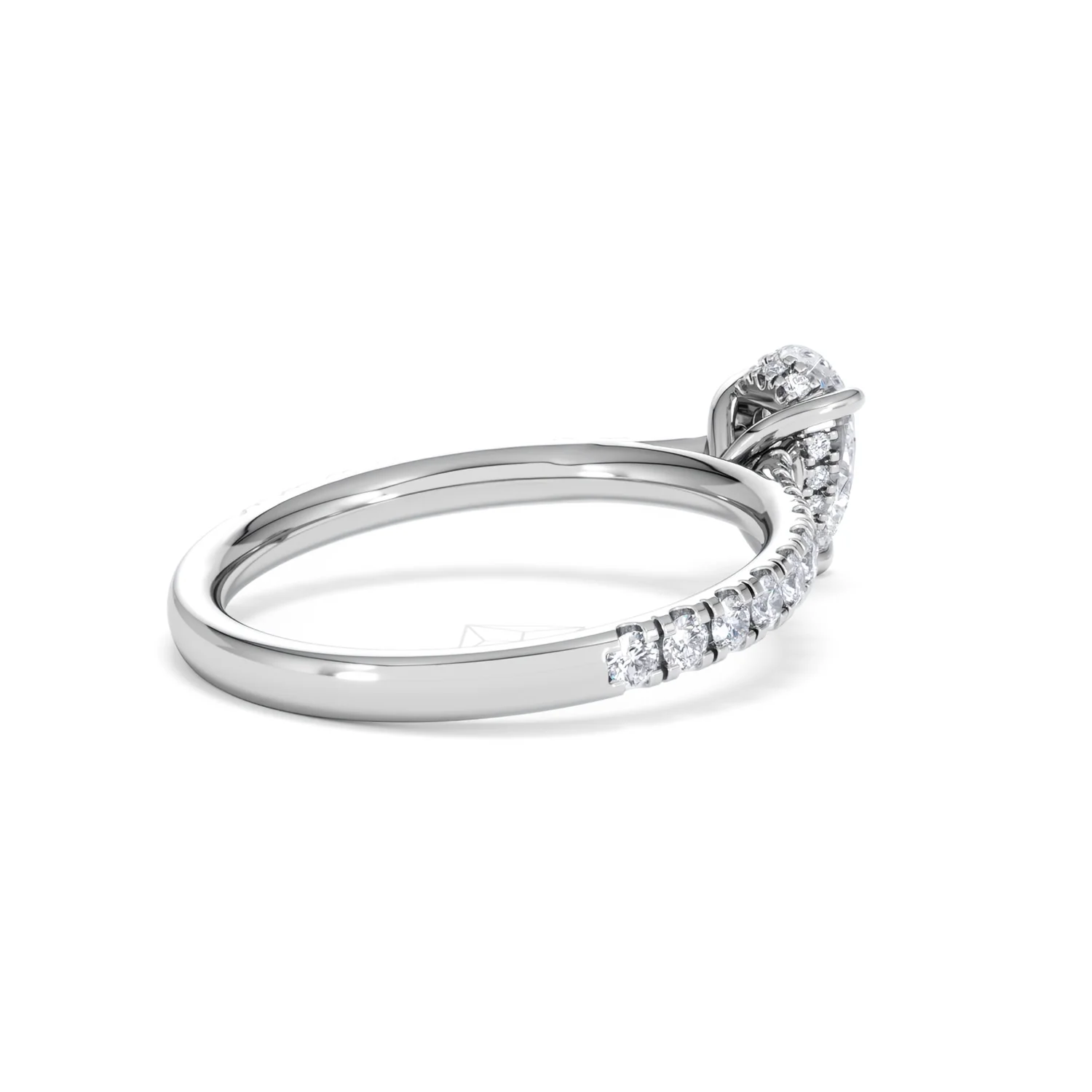 Amora Pear 0.97ct Hidden Halo Lab Diamond Engagement Ring With Side Stones Set in 18K White Gold - Image 37