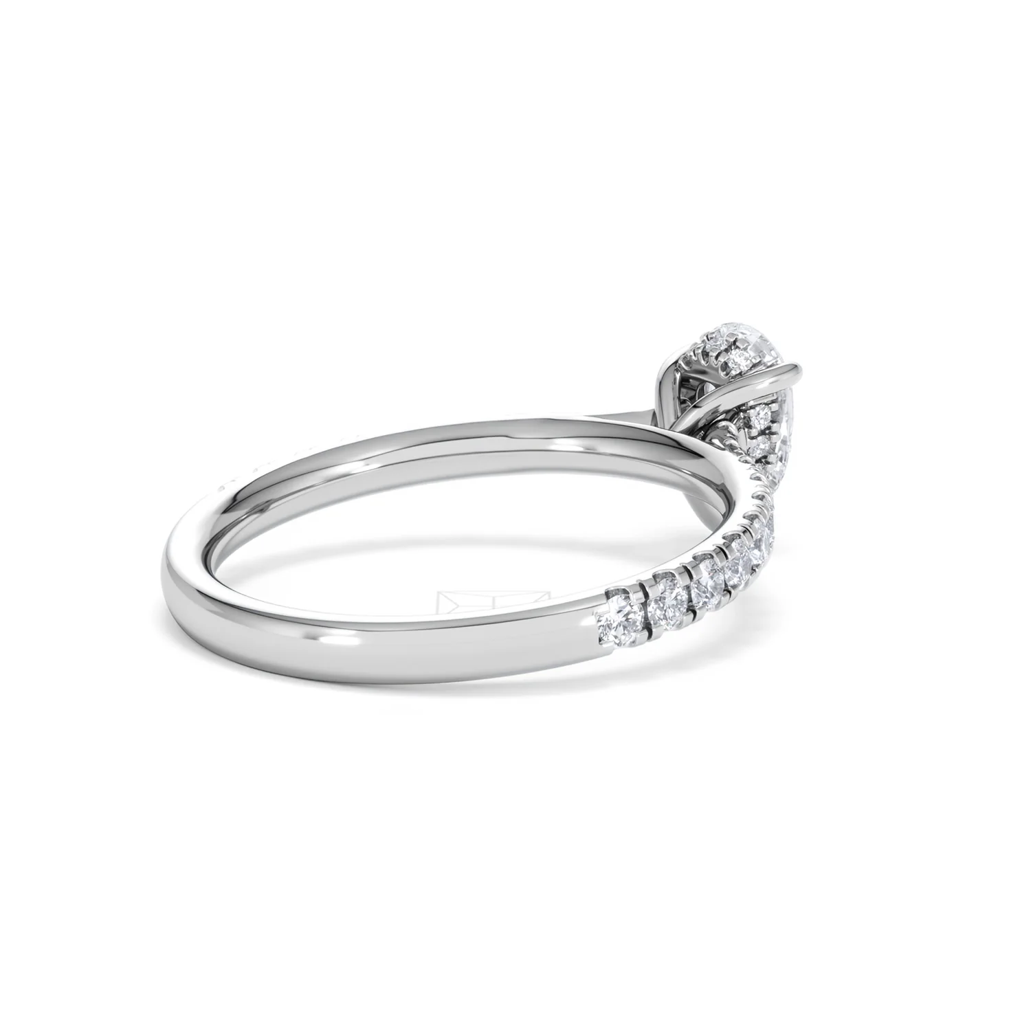 Amora Pear 0.97ct Hidden Halo Lab Diamond Engagement Ring With Side Stones Set in 18K White Gold - Image 38