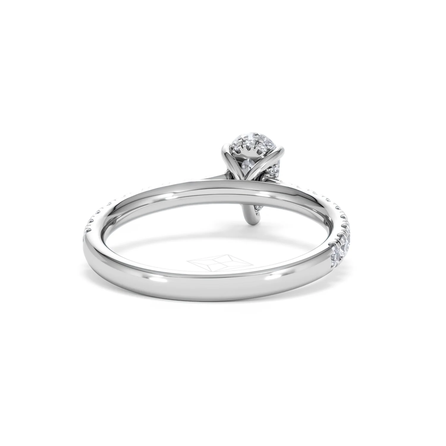 Amora Pear 0.97ct Hidden Halo Lab Diamond Engagement Ring With Side Stones Set in 18K White Gold - Image 45