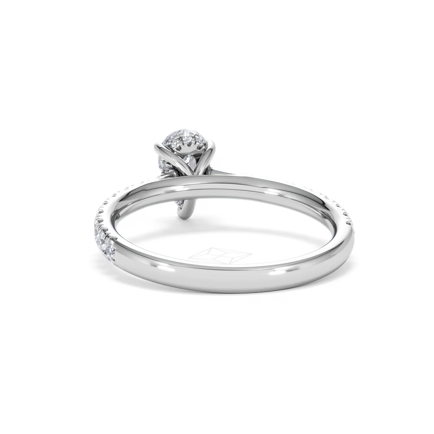 Amora Pear 0.97ct Hidden Halo Lab Diamond Engagement Ring With Side Stones Set in 18K White Gold - Image 51