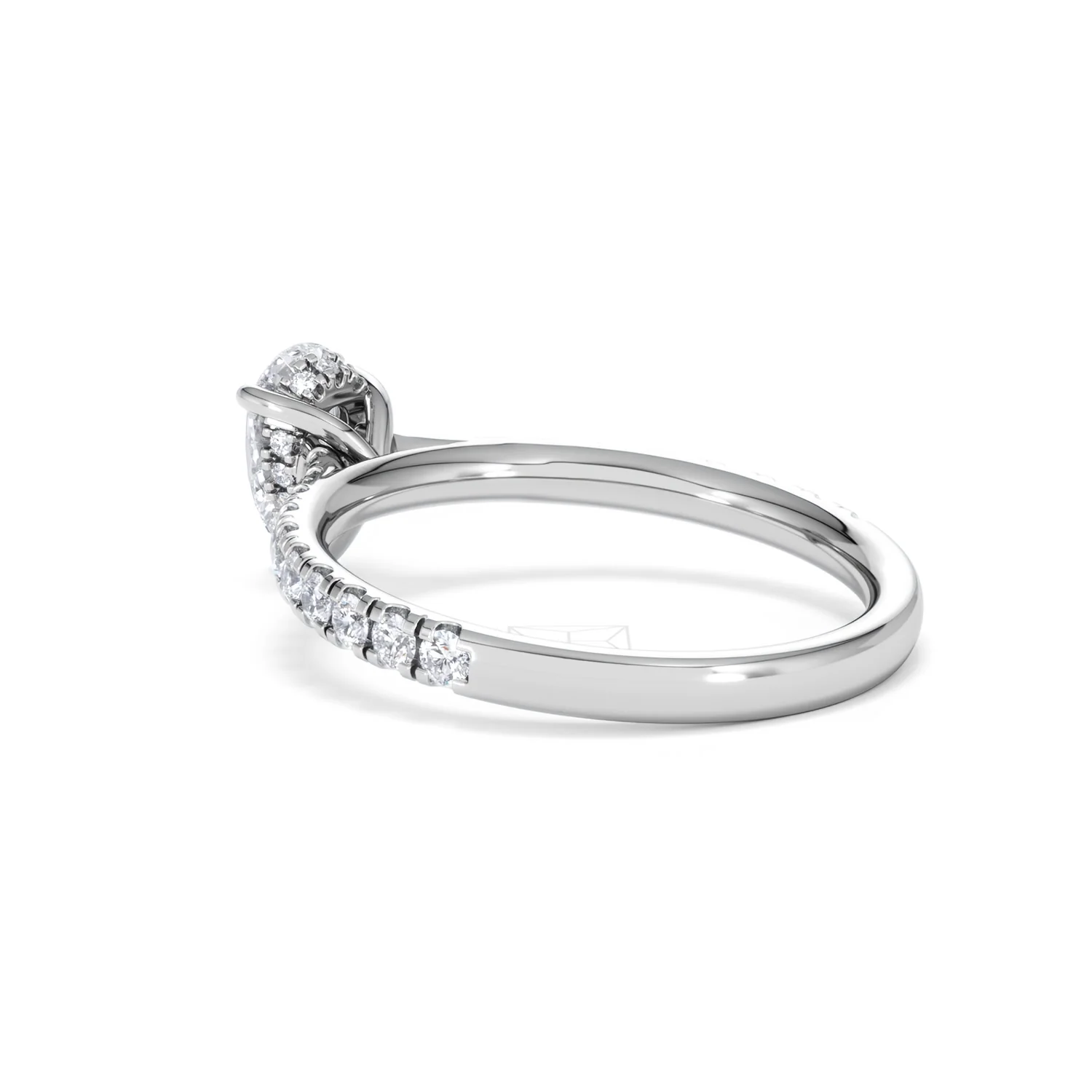 Amora Pear 0.97ct Hidden Halo Lab Diamond Engagement Ring With Side Stones Set in 18K White Gold - Image 58