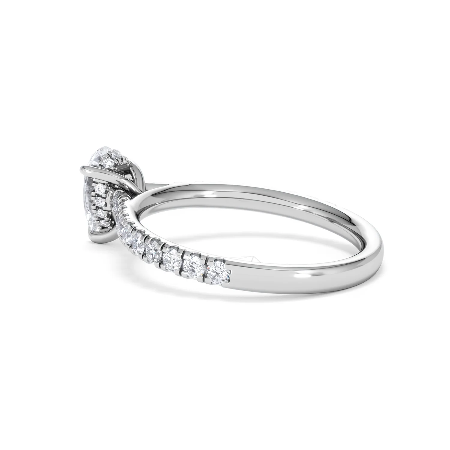 Amora Pear 0.97ct Hidden Halo Lab Diamond Engagement Ring With Side Stones Set in 18K White Gold - Image 61