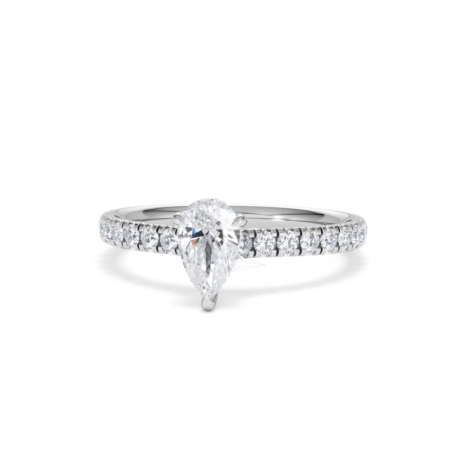 Amora Pear 0.97ct Hidden Halo Lab Diamond Engagement Ring With Side Stones Set in 18K White Gold - Image 86