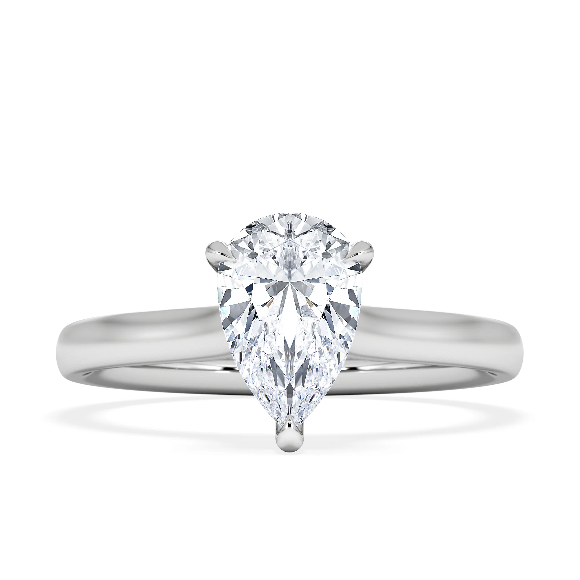 Amora Pear 1.00ct Lab Diamond Engagement Ring F/VS Set in 18K White Gold - Image 6
