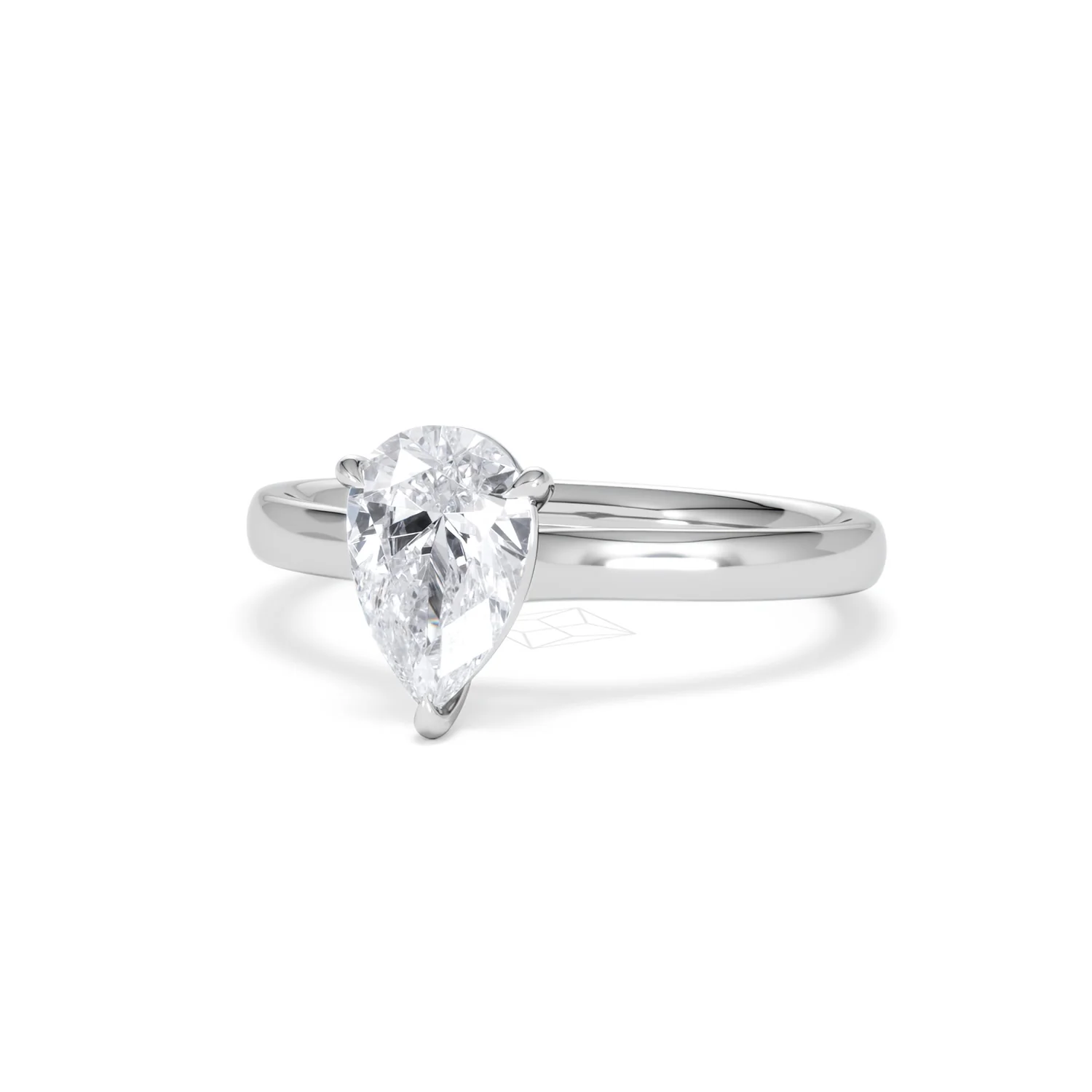 Amora Pear 1.00ct Lab Diamond Engagement Ring F/VS Set in 18K White Gold - Image 84