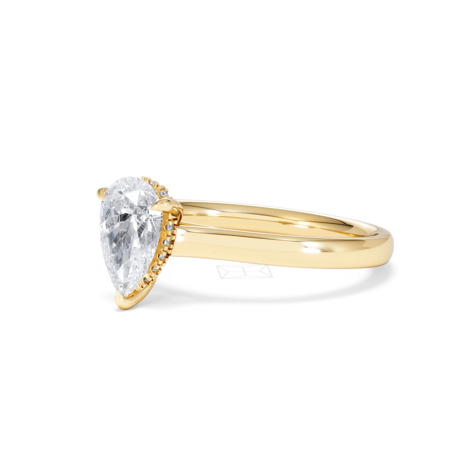 Amora Pear 1.07ct Hidden Halo Lab Diamond Engagement Ring F/VS Set in 18K Gold - Image 79