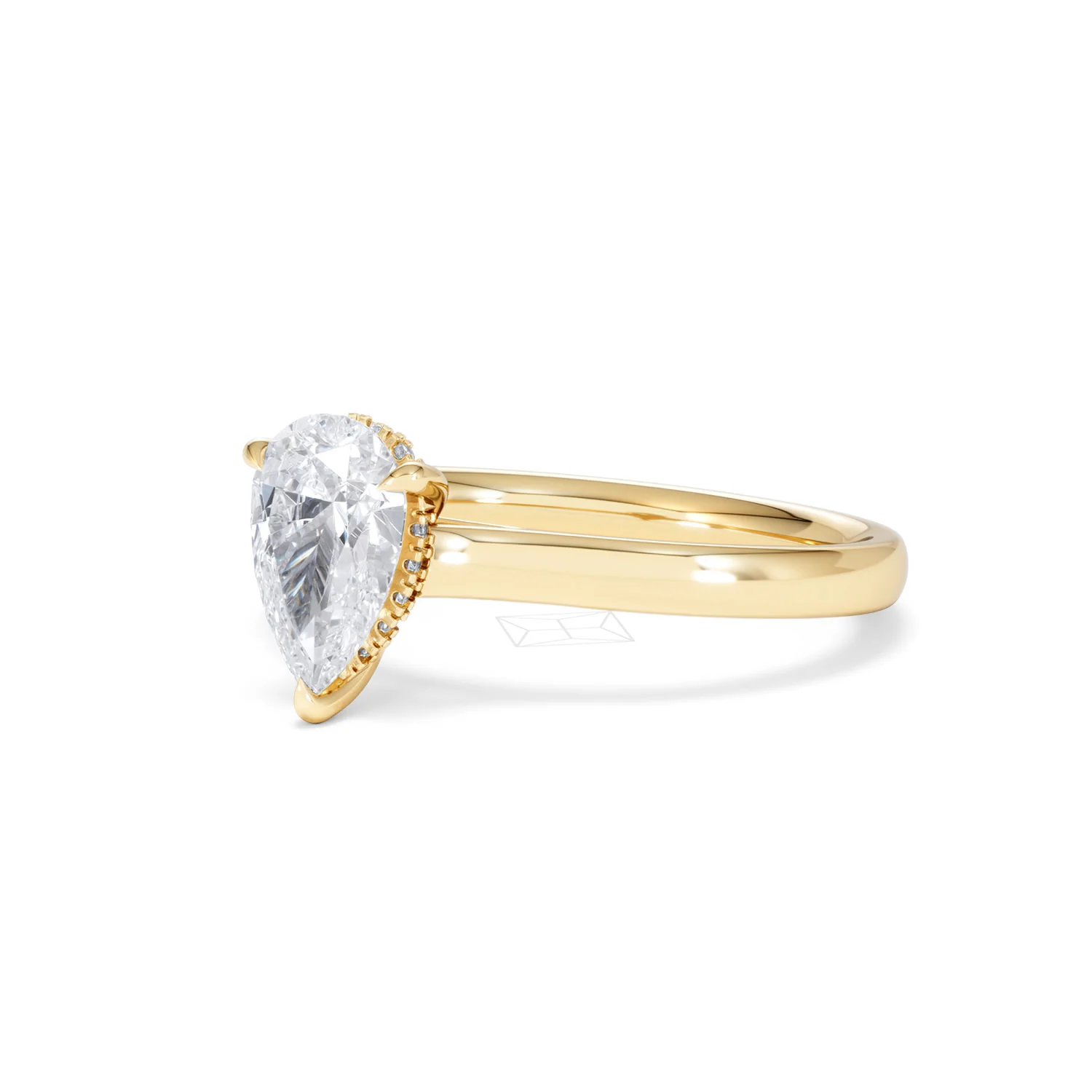 Amora Pear 1.07ct Hidden Halo Lab Diamond Engagement Ring F/VS Set in 18K Gold - Image 80