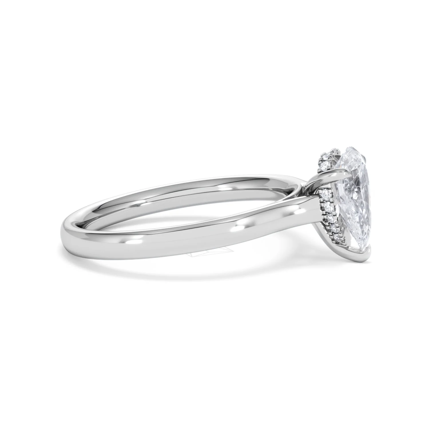 Amora Pear 1.07ct Hidden Halo Lab Diamond Engagement Ring F/VS Set in 18K White Gold - Image 24
