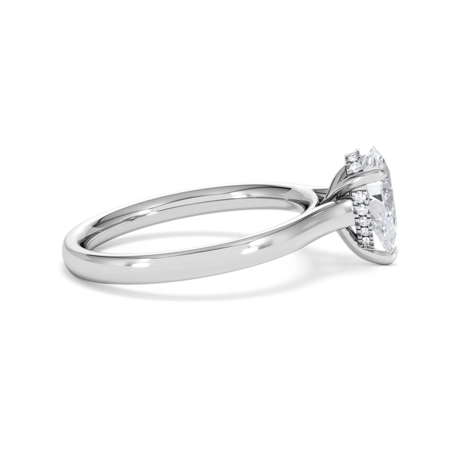 Amora Pear 1.07ct Hidden Halo Lab Diamond Engagement Ring F/VS Set in 18K White Gold - Image 28
