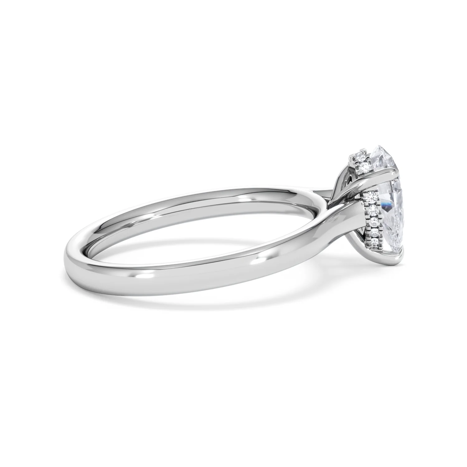 Amora Pear 1.07ct Hidden Halo Lab Diamond Engagement Ring F/VS Set in 18K White Gold - Image 30