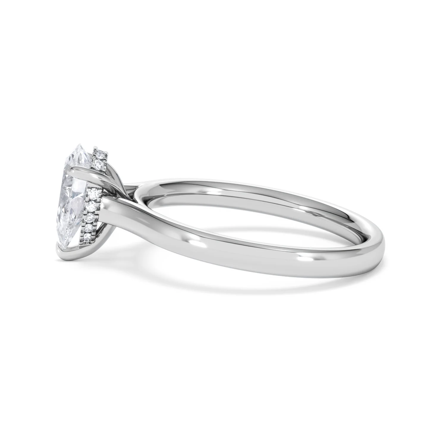Amora Pear 1.07ct Hidden Halo Lab Diamond Engagement Ring F/VS Set in 18K White Gold - Image 68