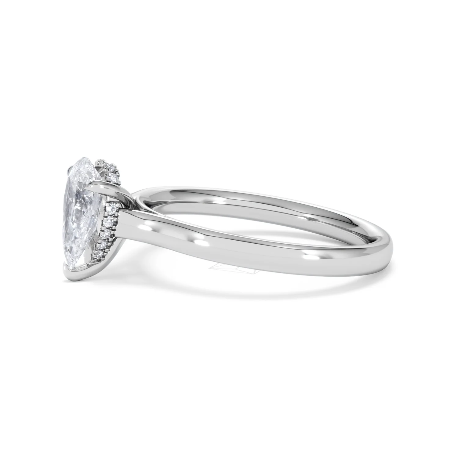 Amora Pear 1.07ct Hidden Halo Lab Diamond Engagement Ring F/VS Set in 18K White Gold - Image 72