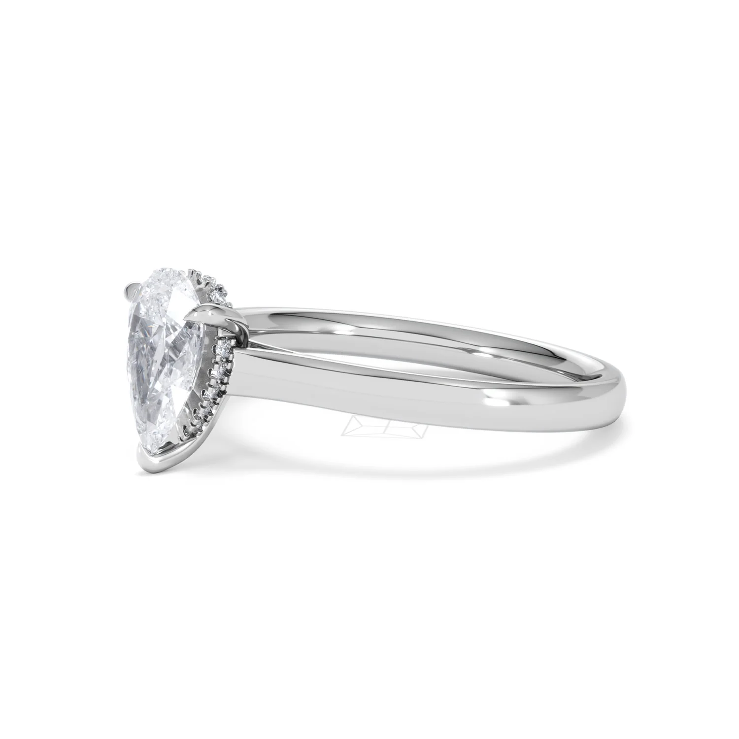 Amora Pear 1.07ct Hidden Halo Lab Diamond Engagement Ring F/VS Set in 18K White Gold - Image 76