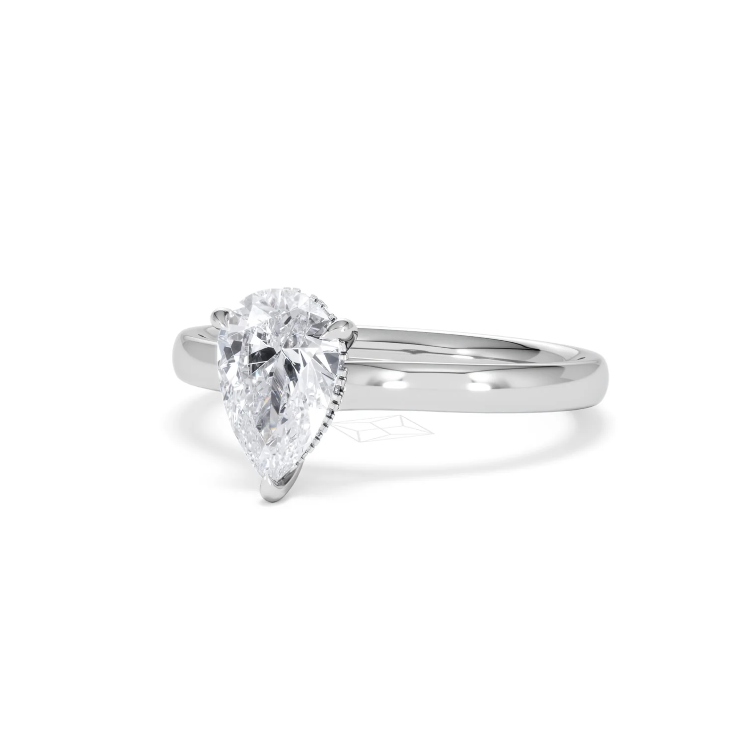 Amora Pear 1.07ct Hidden Halo Lab Diamond Engagement Ring F/VS Set in 18K White Gold - Image 83
