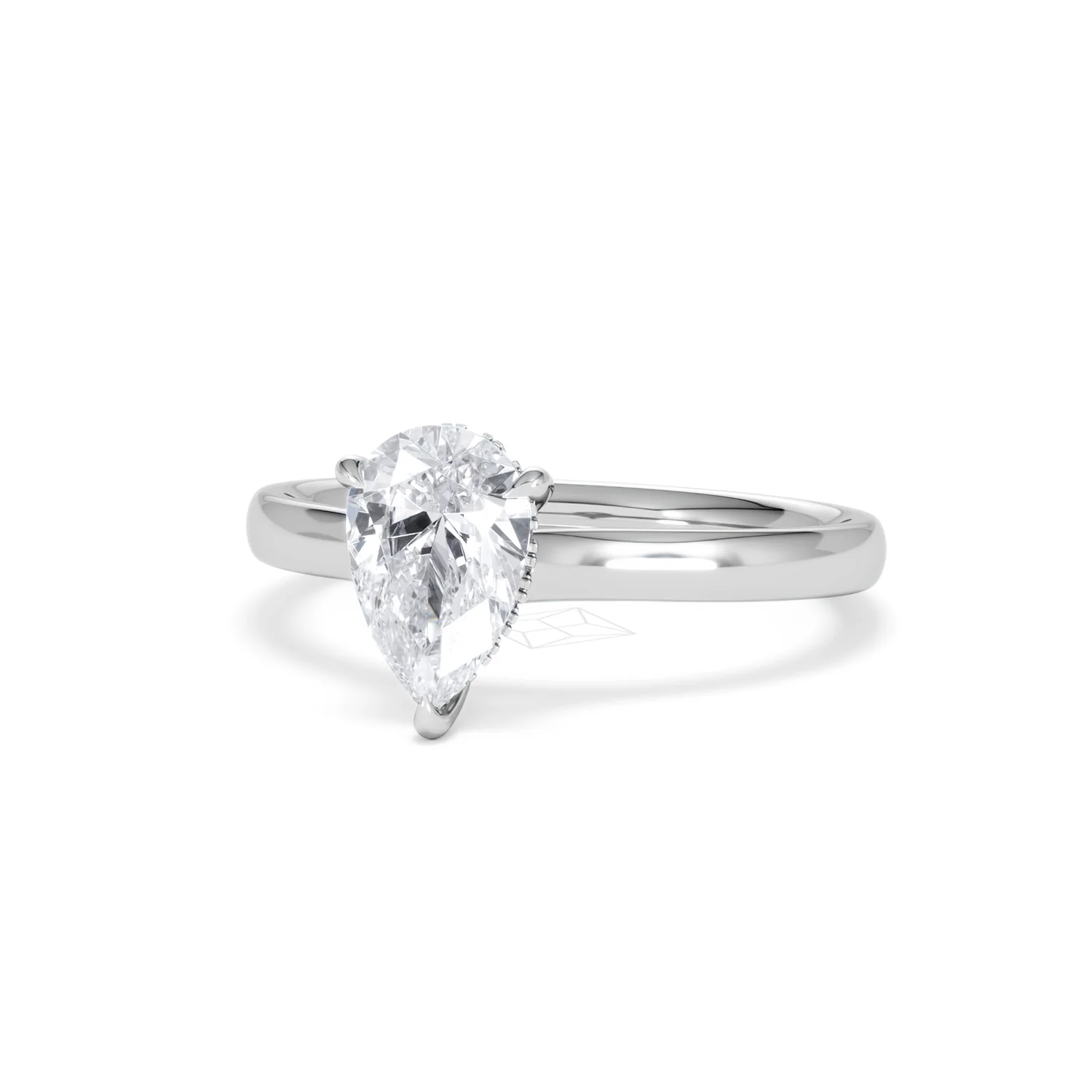 Amora Pear 1.07ct Hidden Halo Lab Diamond Engagement Ring F/VS Set in 18K White Gold - Image 84