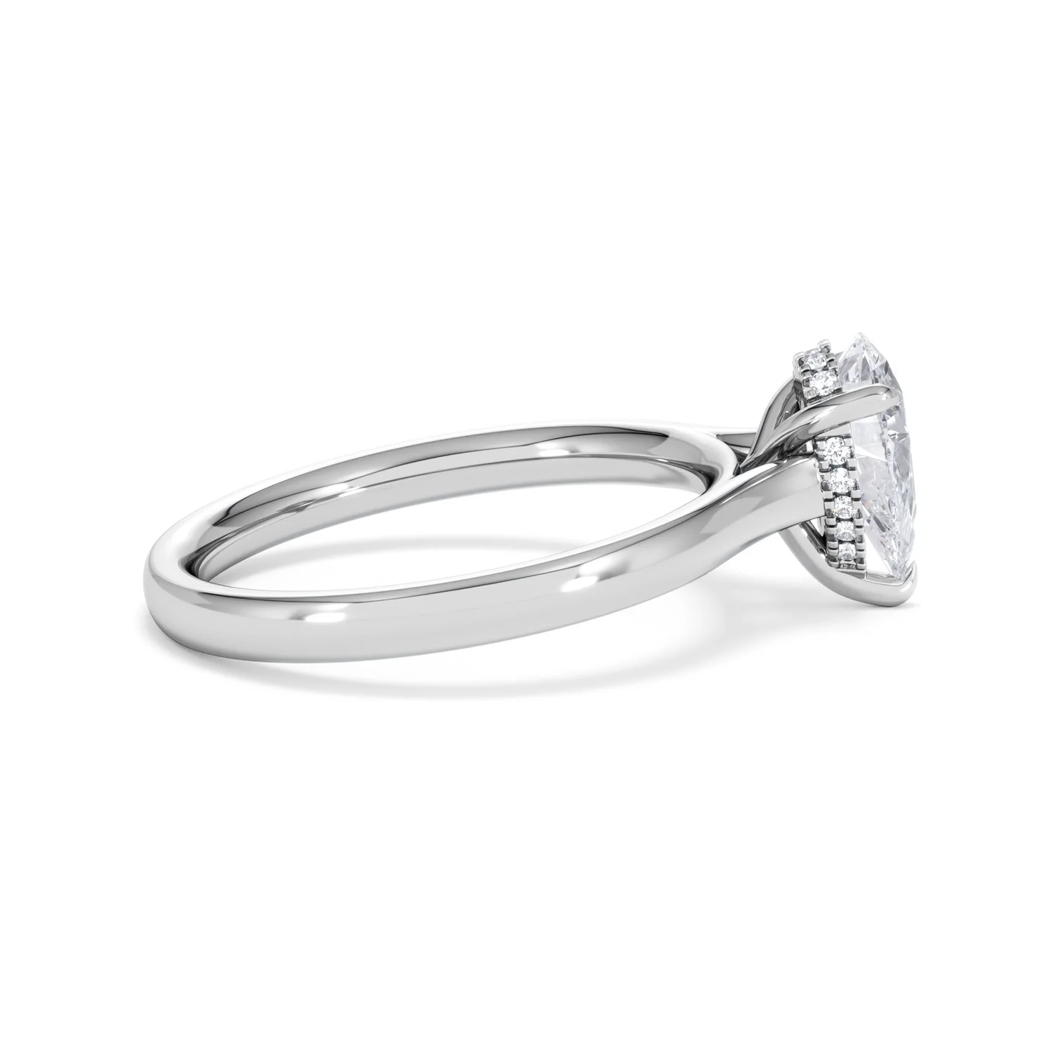 Amora Pear 1.07ct Hidden Halo Lab Diamond Engagement Ring F/VS Set in Platinum - Image 29