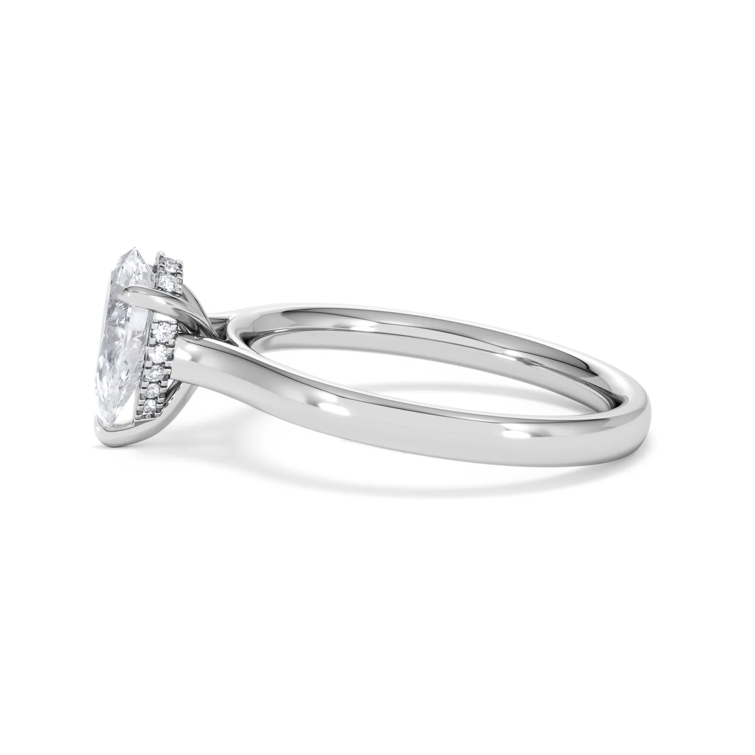 Amora Pear 1.07ct Hidden Halo Lab Diamond Engagement Ring F/VS Set in Platinum - Image 69