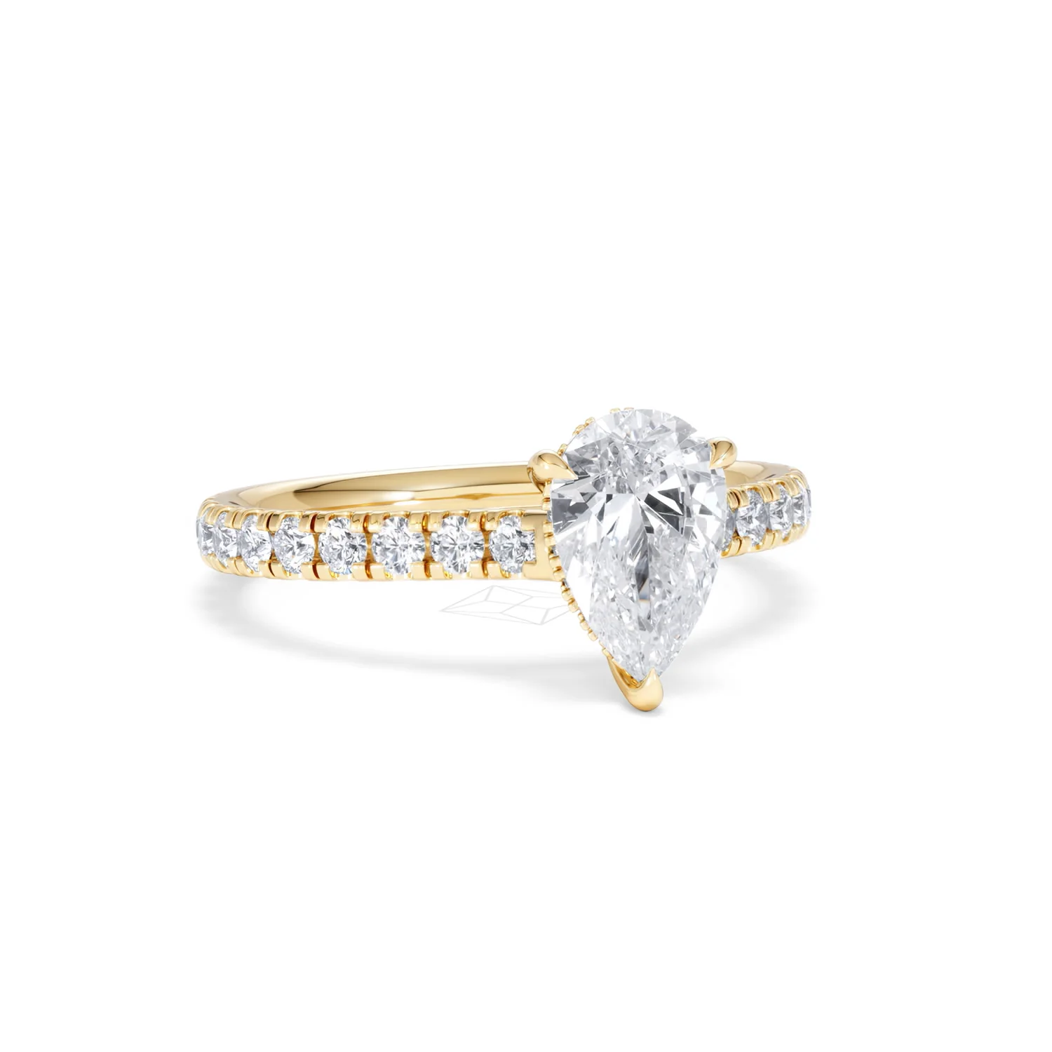 Amora Pear 1.47ct Hidden Halo Lab Diamond Engagement Ring With Side Stones Set in 18K Gold - Image 12