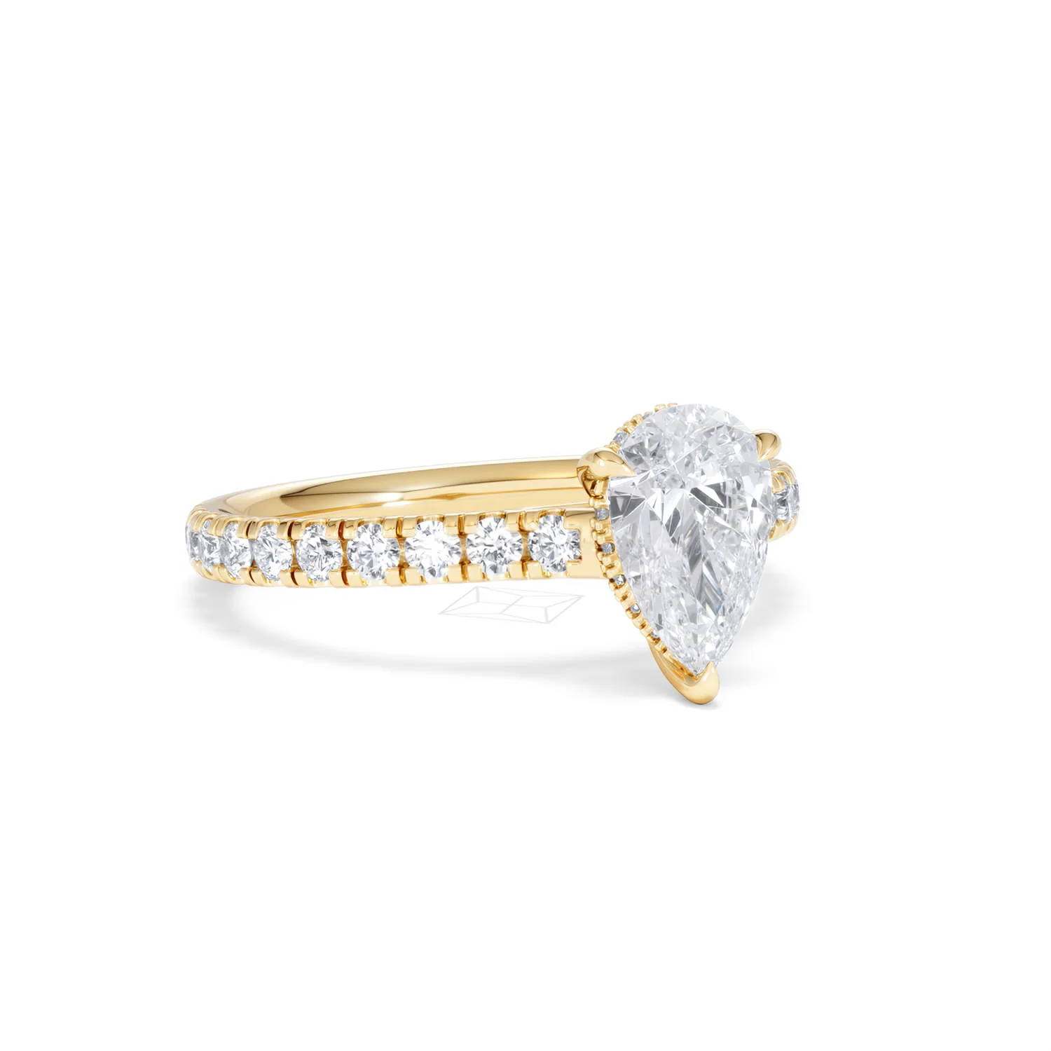 Amora Pear 1.47ct Hidden Halo Lab Diamond Engagement Ring With Side Stones Set in 18K Gold - Image 14
