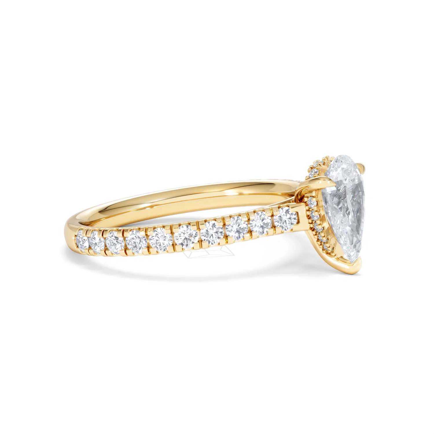 Amora Pear 1.47ct Hidden Halo Lab Diamond Engagement Ring With Side Stones Set in 18K Gold - Image 21