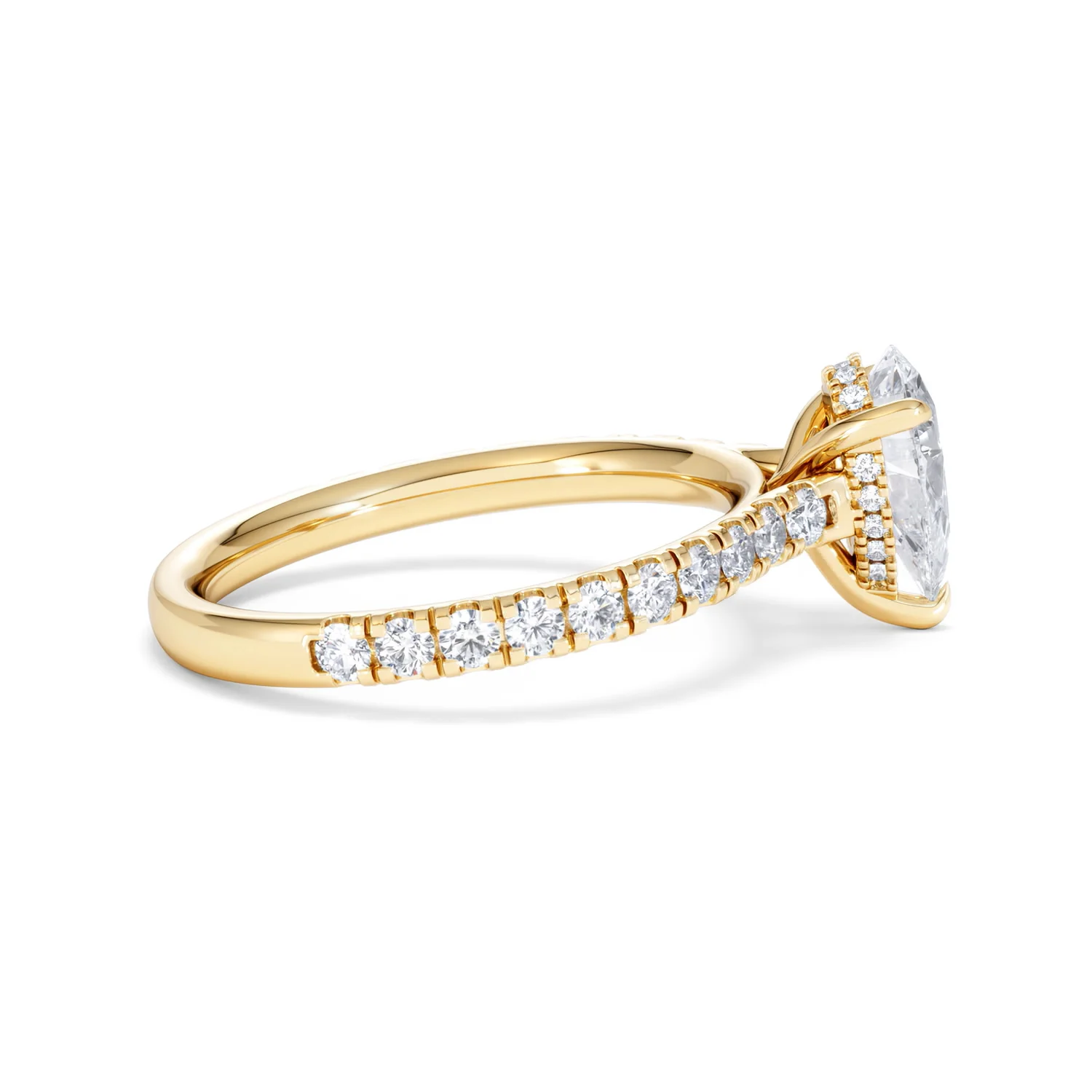 Amora Pear 1.47ct Hidden Halo Lab Diamond Engagement Ring With Side Stones Set in 18K Gold - Image 29