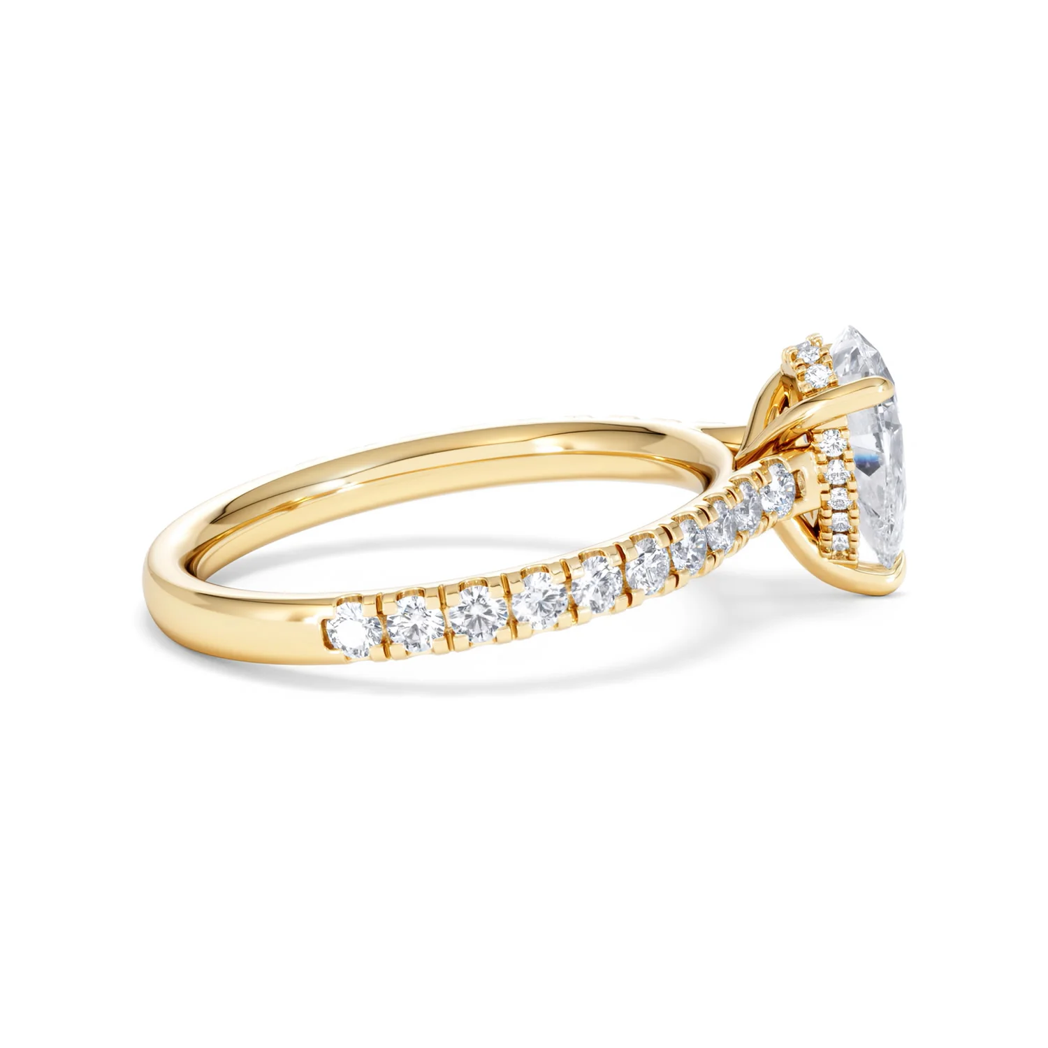 Amora Pear 1.47ct Hidden Halo Lab Diamond Engagement Ring With Side Stones Set in 18K Gold - Image 30