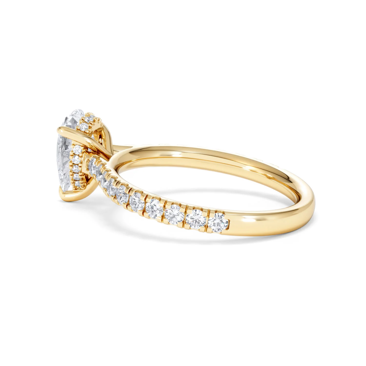 Amora Pear 1.47ct Hidden Halo Lab Diamond Engagement Ring With Side Stones Set in 18K Gold - Image 63