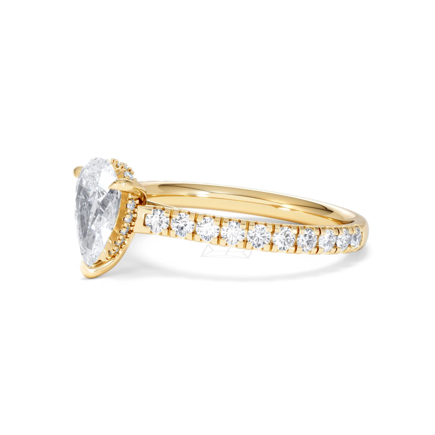 Amora Pear 1.47ct Hidden Halo Lab Diamond Engagement Ring With Side Stones Set in 18K Gold - Image 76