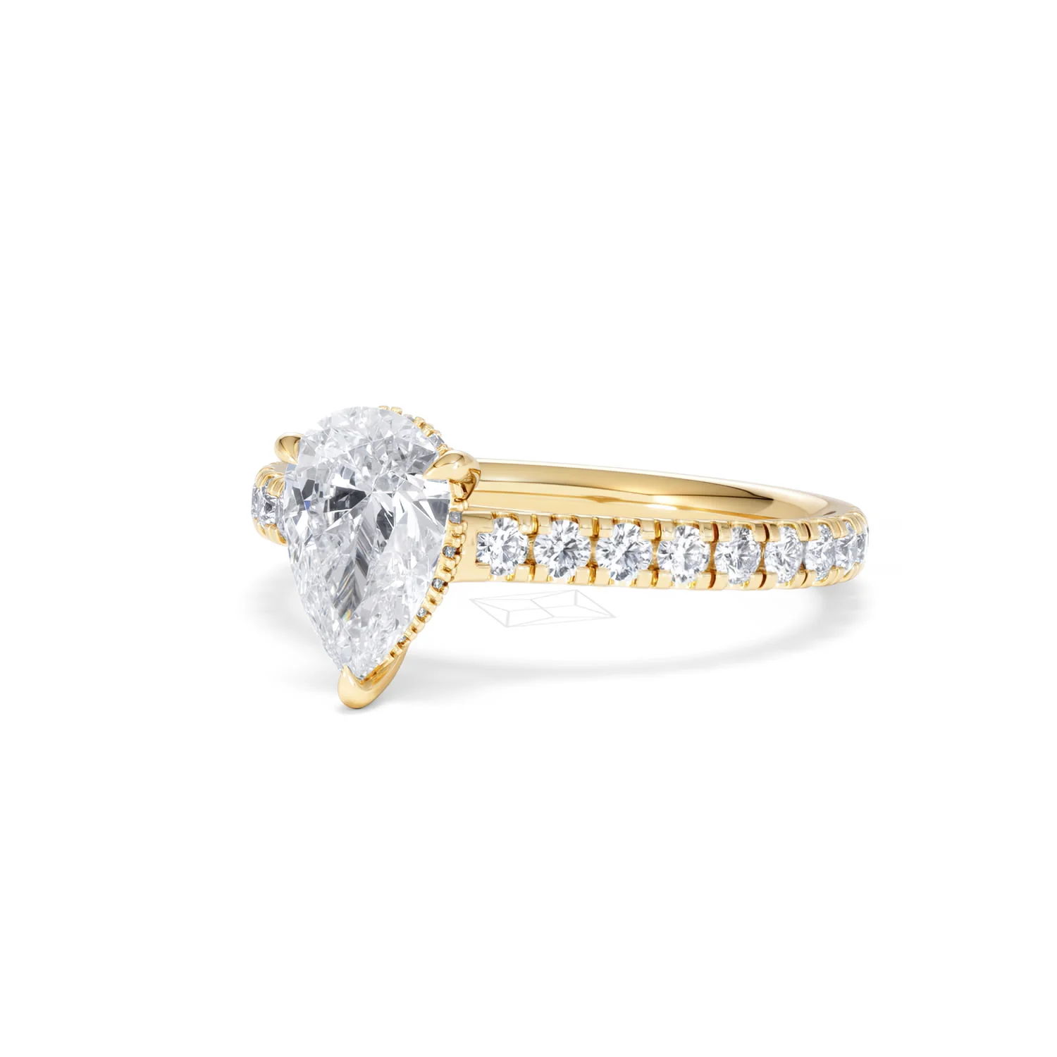 Amora Pear 1.47ct Hidden Halo Lab Diamond Engagement Ring With Side Stones Set in 18K Gold - Image 82