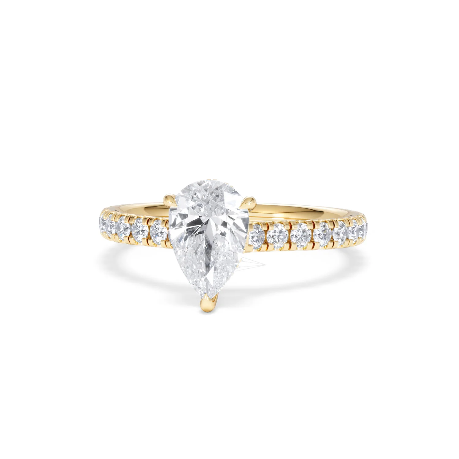 Amora Pear 1.47ct Hidden Halo Lab Diamond Engagement Ring With Side Stones Set in 18K Gold - Image 86
