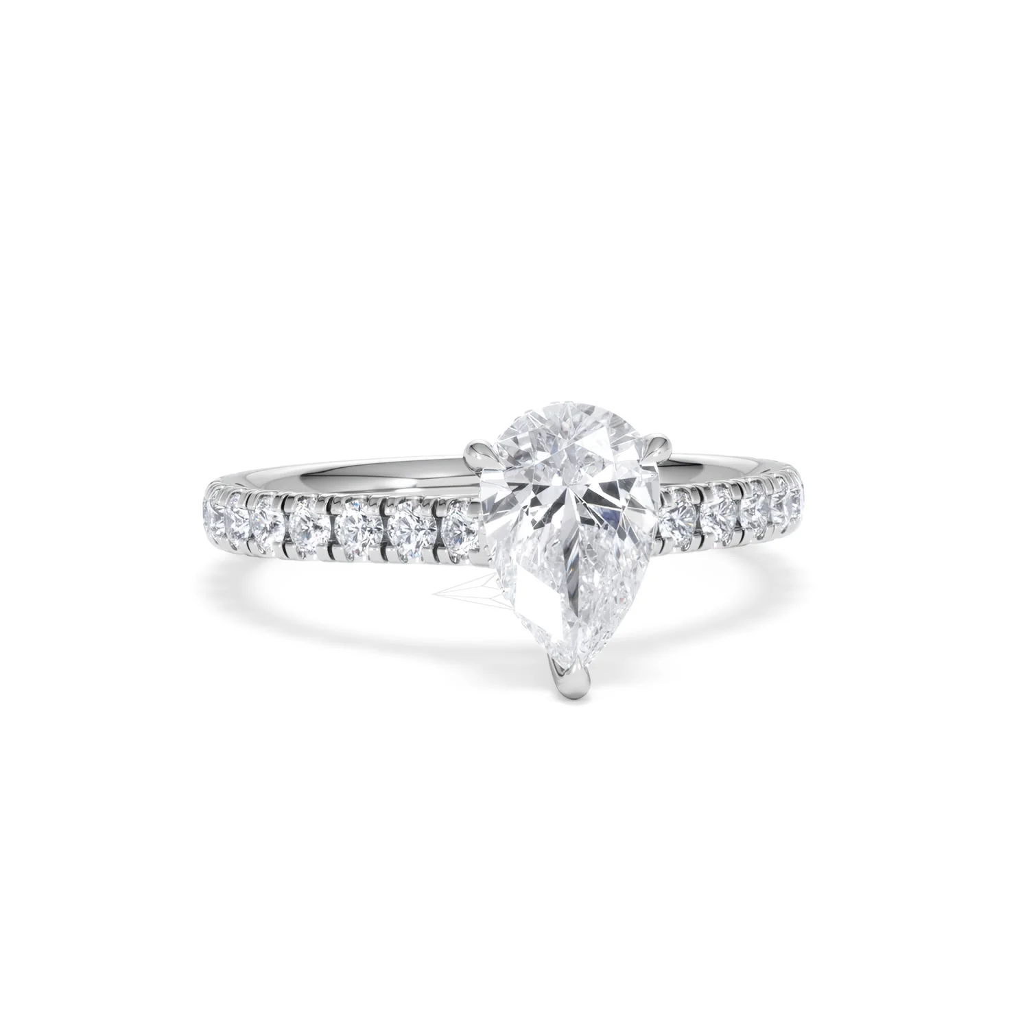Amora Pear 1.47ct Hidden Halo Lab Diamond Engagement Ring With Side Stones Set in 18K Platinum - Image 10