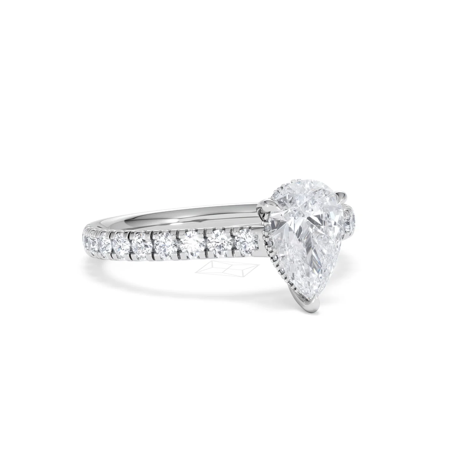 Amora Pear 1.47ct Hidden Halo Lab Diamond Engagement Ring With Side Stones Set in 18K Platinum - Image 14