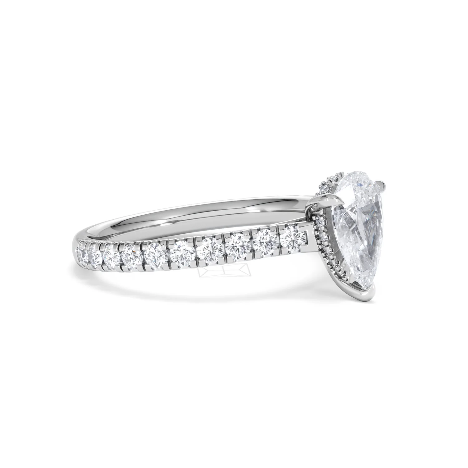 Amora Pear 1.47ct Hidden Halo Lab Diamond Engagement Ring With Side Stones Set in 18K Platinum - Image 19