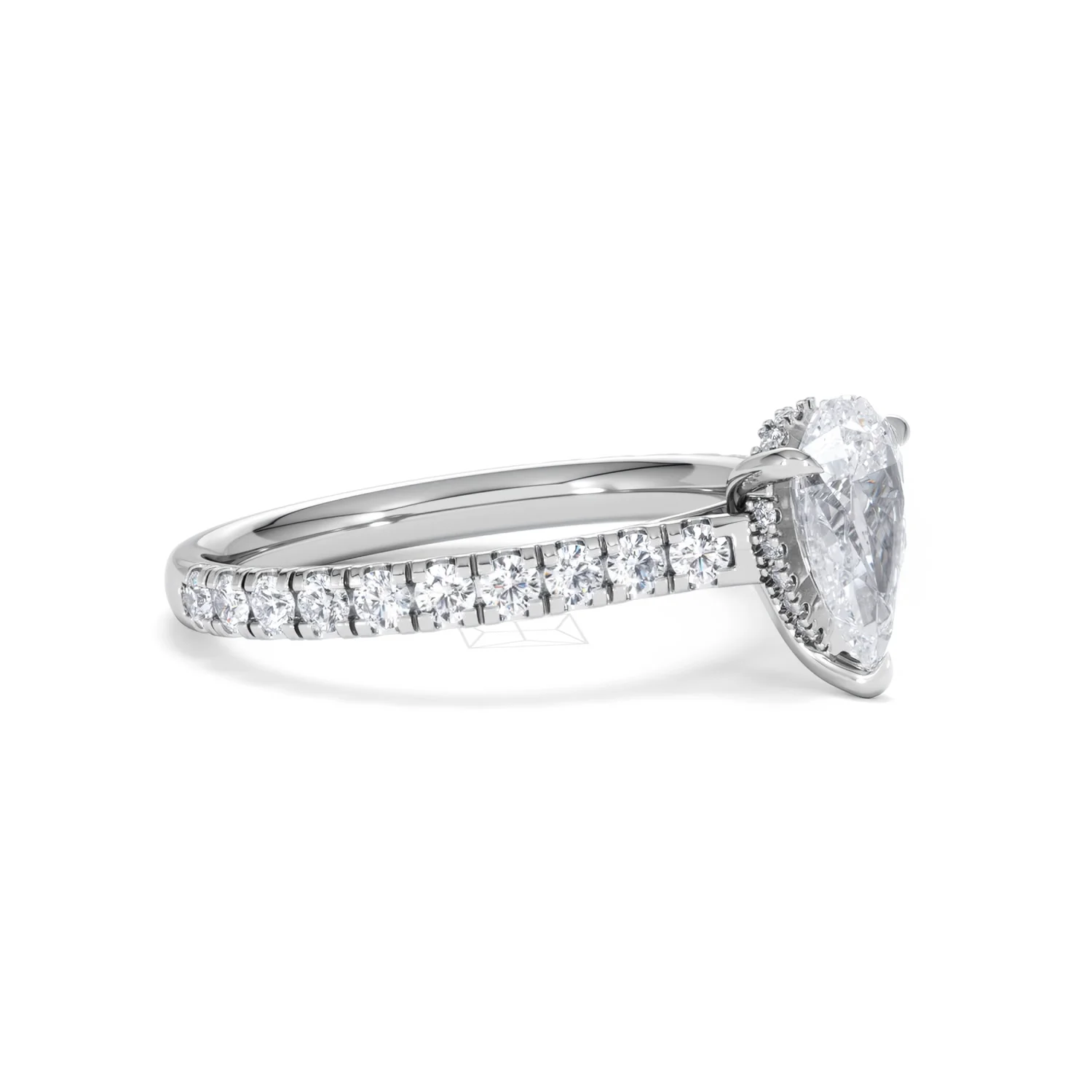 Amora Pear 1.47ct Hidden Halo Lab Diamond Engagement Ring With Side Stones Set in 18K Platinum - Image 20