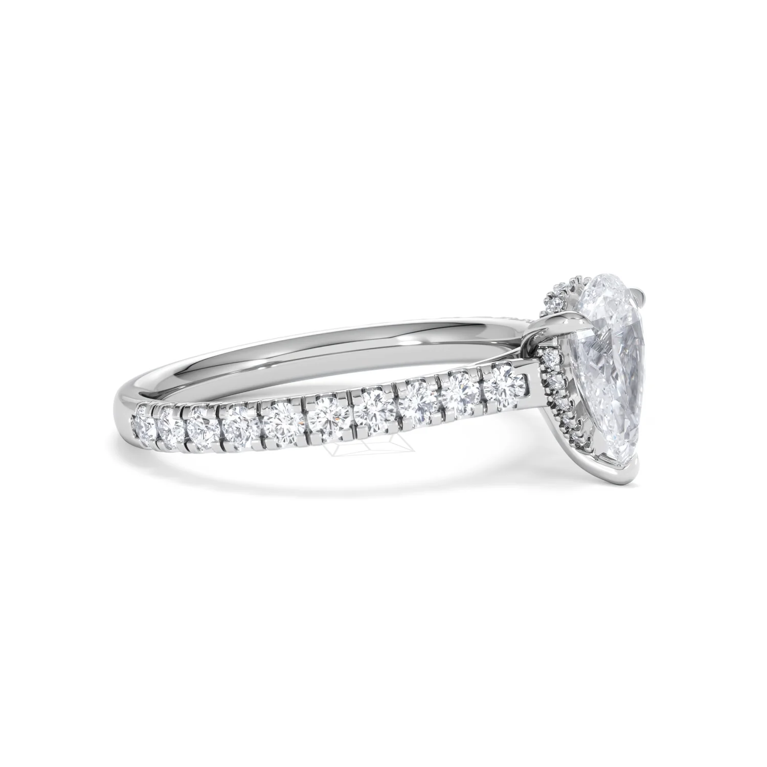 Amora Pear 1.47ct Hidden Halo Lab Diamond Engagement Ring With Side Stones Set in 18K Platinum - Image 21