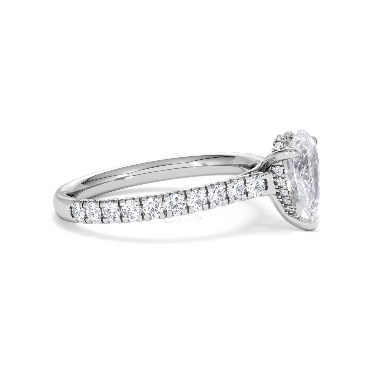 Amora Pear 1.47ct Hidden Halo Lab Diamond Engagement Ring With Side Stones Set in 18K Platinum - Image 23